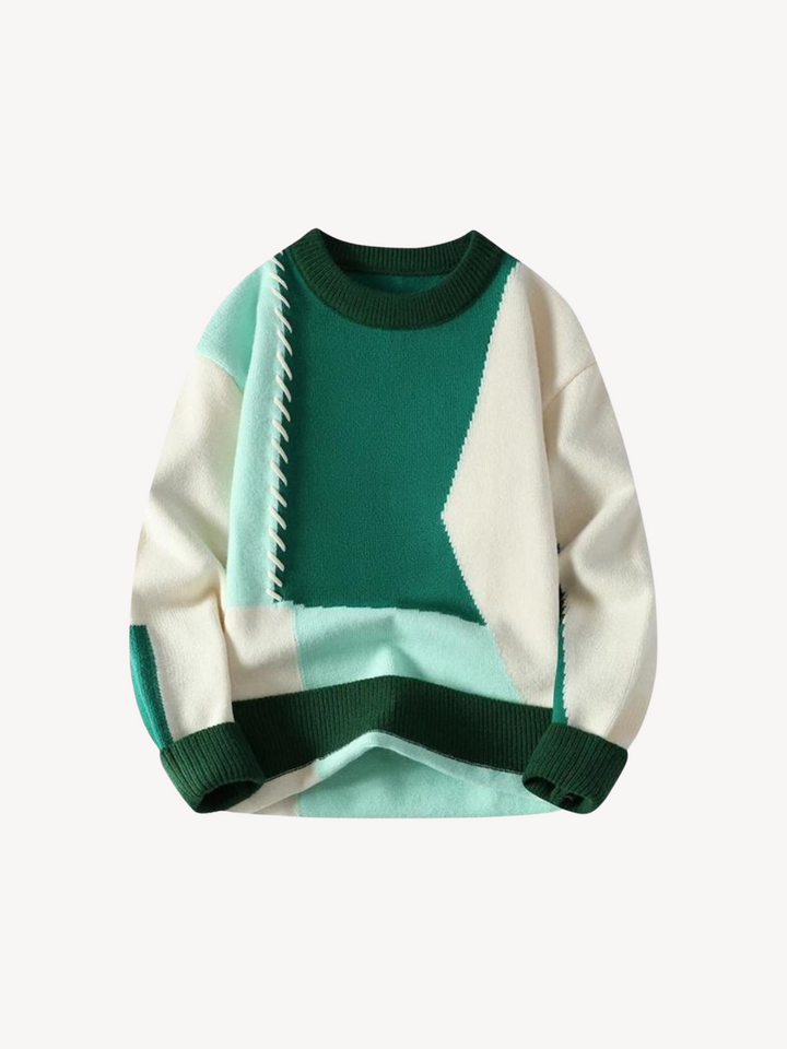 Levoire | Designer Pull-Over En Laine Turquoise Blanc (Presque épuisé)