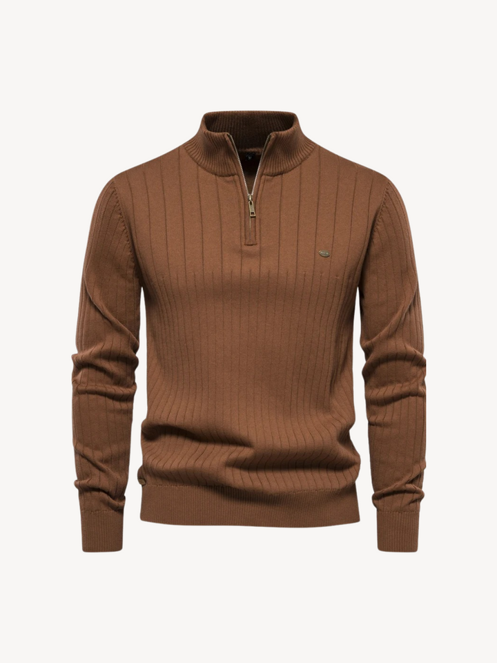 Levoire | Pull À Col Zippé Quart Braun
