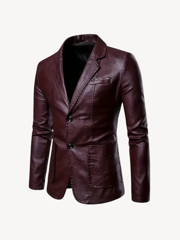 Levoire | Veste en cuir avec une coupe élégante Bordeaux
