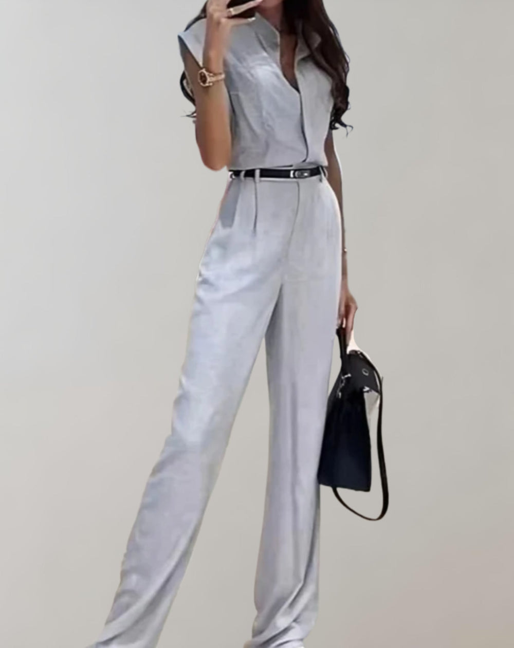 Levoire | Haut À Manches Courtes Et Un Pantalon À Jambes Larges Gris