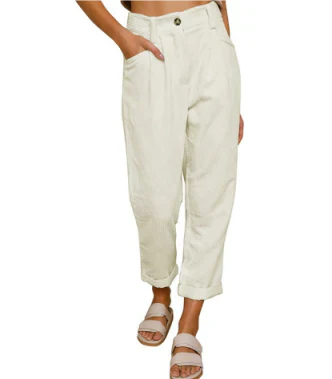 Levoire | Taille Haute Coupe Ample Pantalon Baggy Pantalon Pour Femmes Blanc