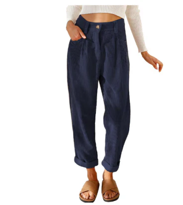 Levoire | Taille Haute Coupe Ample Pantalon Baggy Pantalon Pour Femmes Bleu foncé
