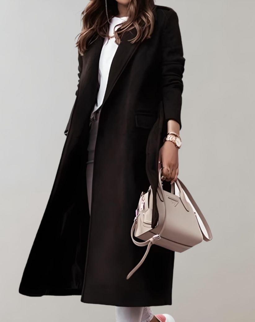 Levoire | Manteau Long Avec Poches Latérales Et Fermeture Éclair Noir