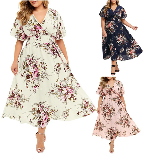 Levoire | Robe Longue Pour Femmes Fleurs Chiffon
