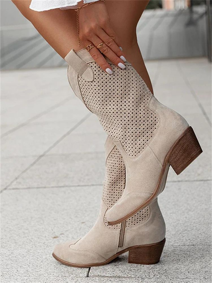 Levoire | Mi-Haute Mollet Respirant Bottes De Cowgirl Bottes Pour Femmes Khaki