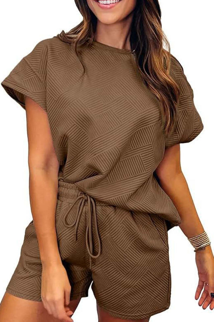 Levoire | Costume Pantalon Deux Pièces Avec Haut À Encolure Ronde Pour Femmes Braun