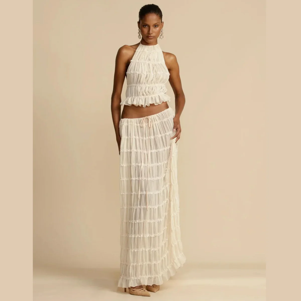 Levoire | Top Et Jupe Ensemble Dos Ouvert Haut-Décolleté Jupe Maxi Ensemble Deux Pièces 2XL
