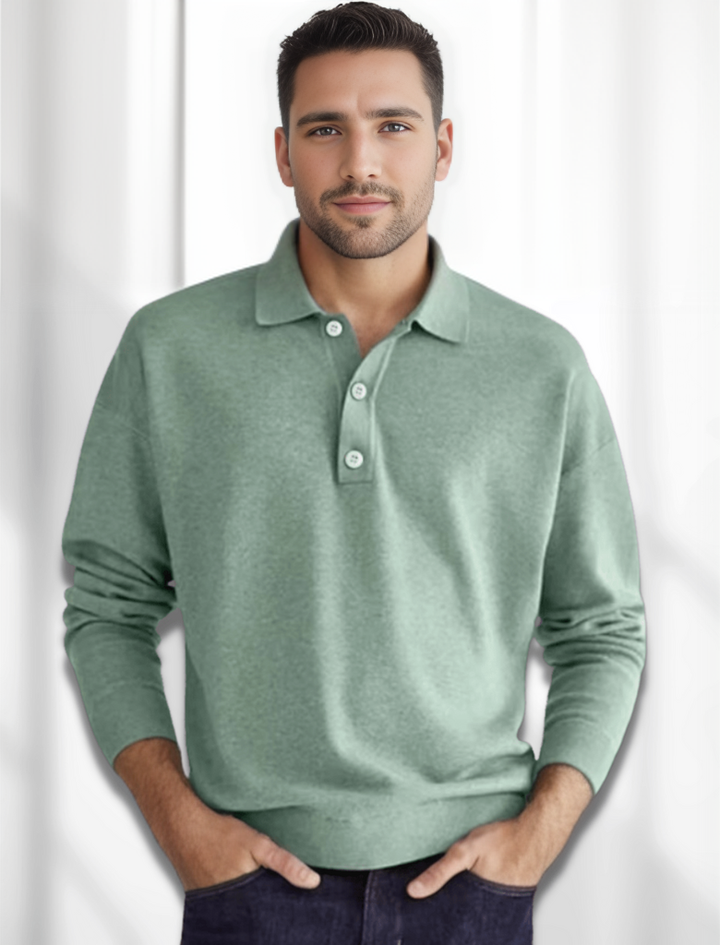 Levoire | Polo Look Merino Pour Hommes Avec Manches Longues Vert clair