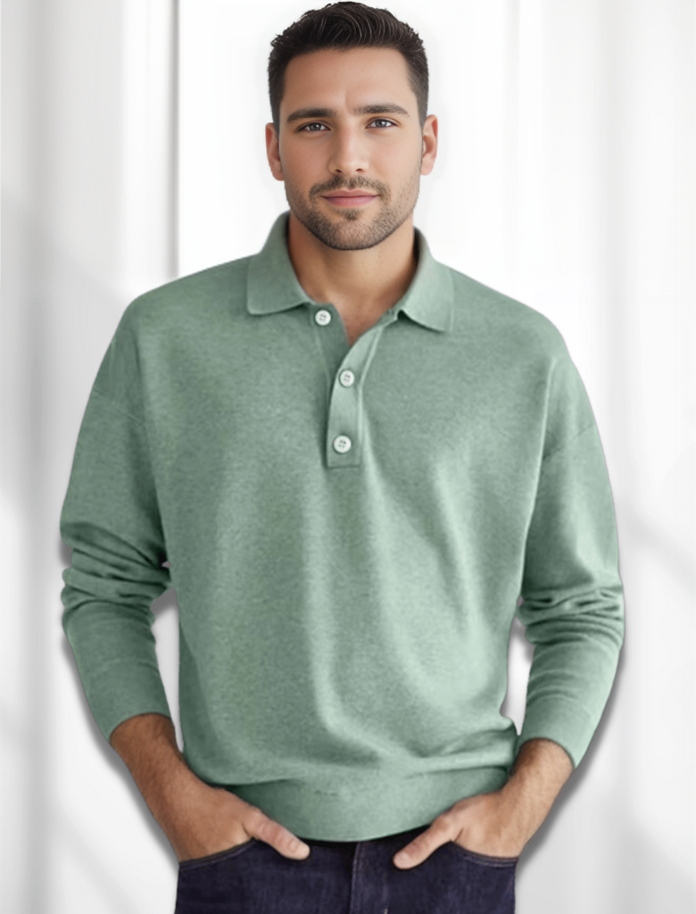Levoire | Polo En Tricot À Manches Longues Mode Pour Hommes Vert clair