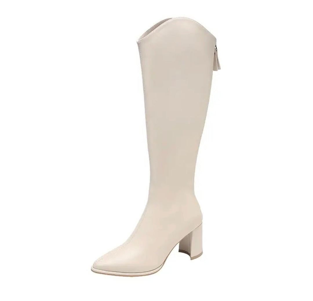 Levoire | Bottes Élégantes À Talon Block Crème blanc