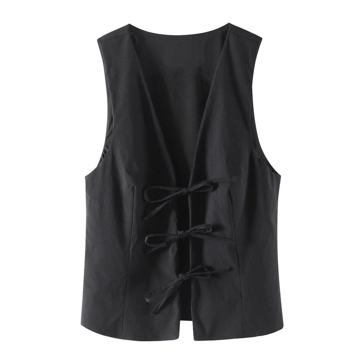 Levoire | Chemisier Léger Sans Manches Avec Lacets Noir