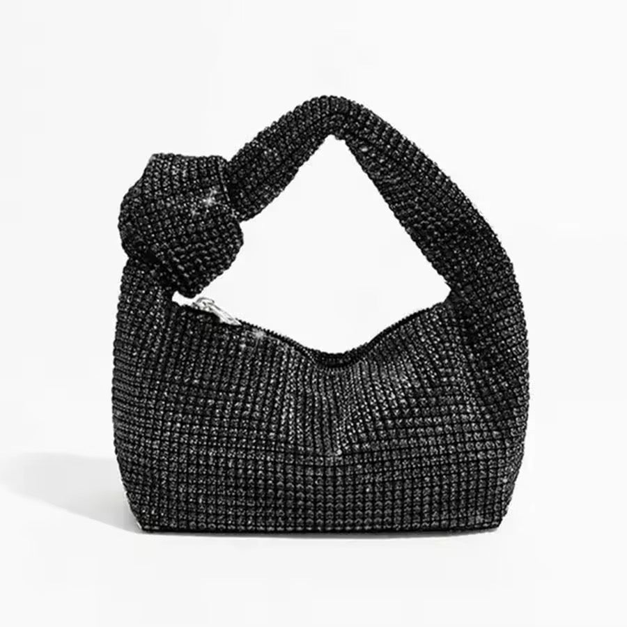 Levoire | Sac À Main Pailleté Doré Avec Design Noué Noir