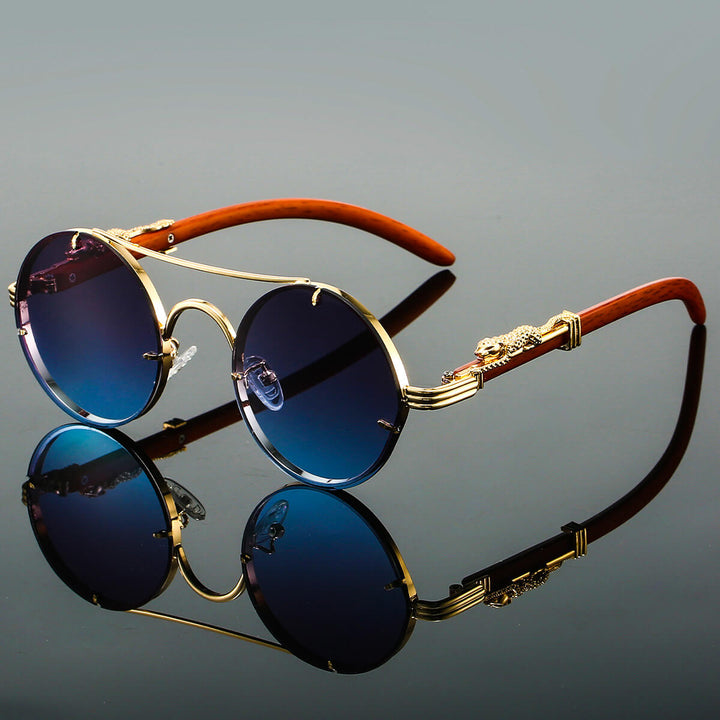 Levoire | Lunettes de soleil rétro en métal rond Bleu