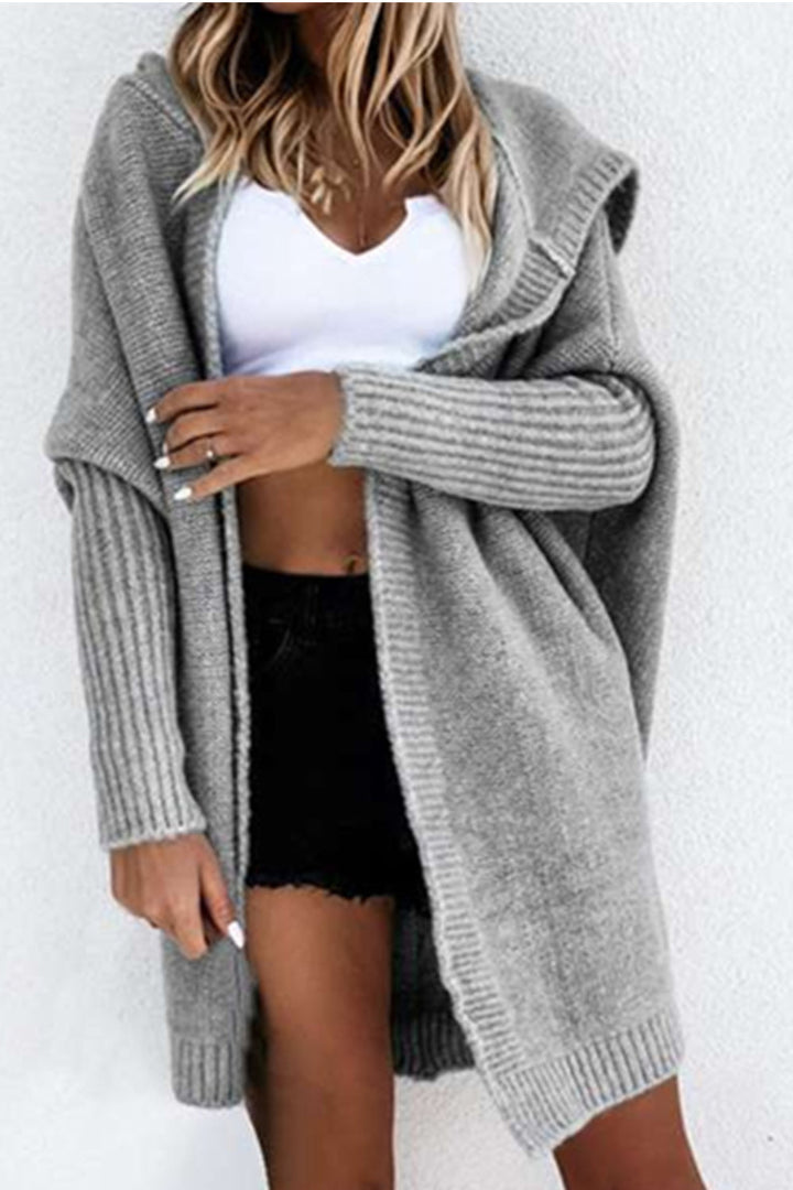 Levoire | Chic Tricoté Manteau À Revers Tressé Gris