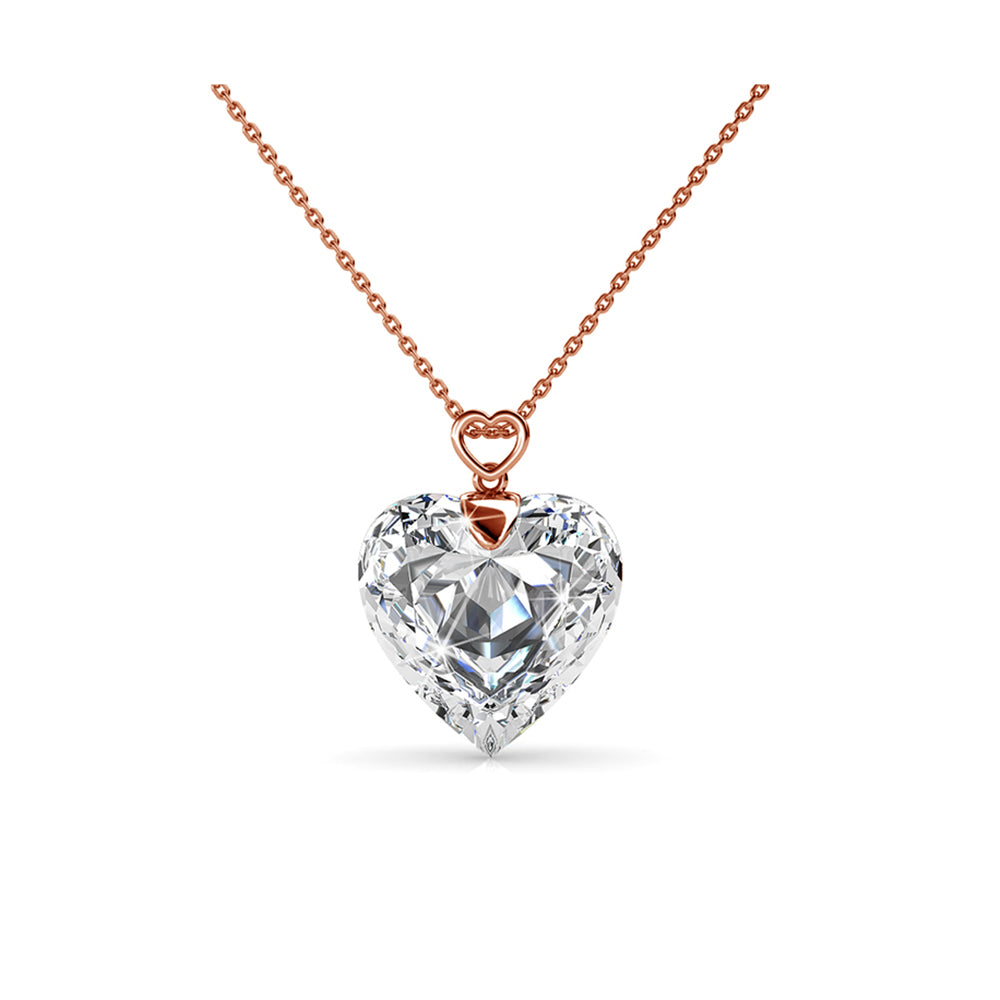 Levoire | et Pendentif Cheery heart Plaqué Or Rose orné de cristaux autrichien haute qualité - Livraison Offerte