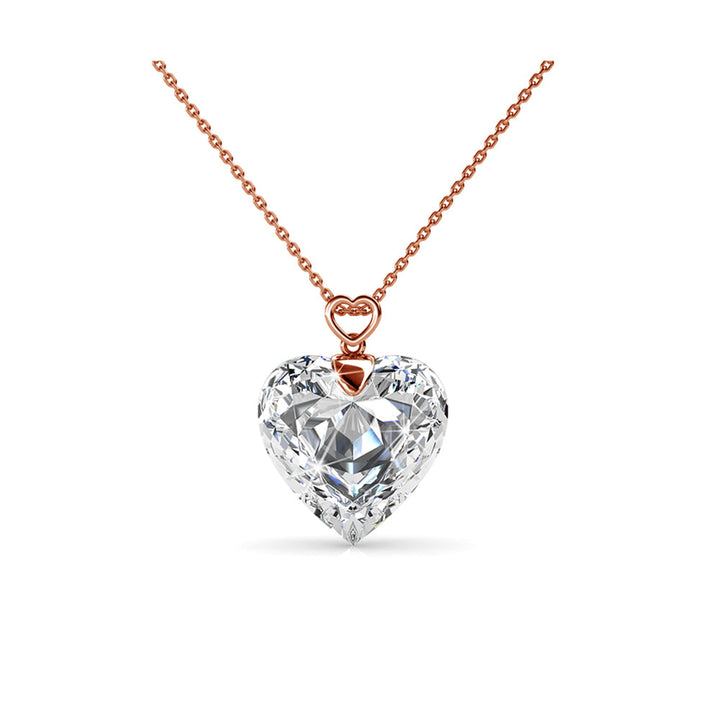 Levoire | et Pendentif Cheery heart Plaqué Or Rose orné de cristaux autrichien haute qualité - Livraison Offerte