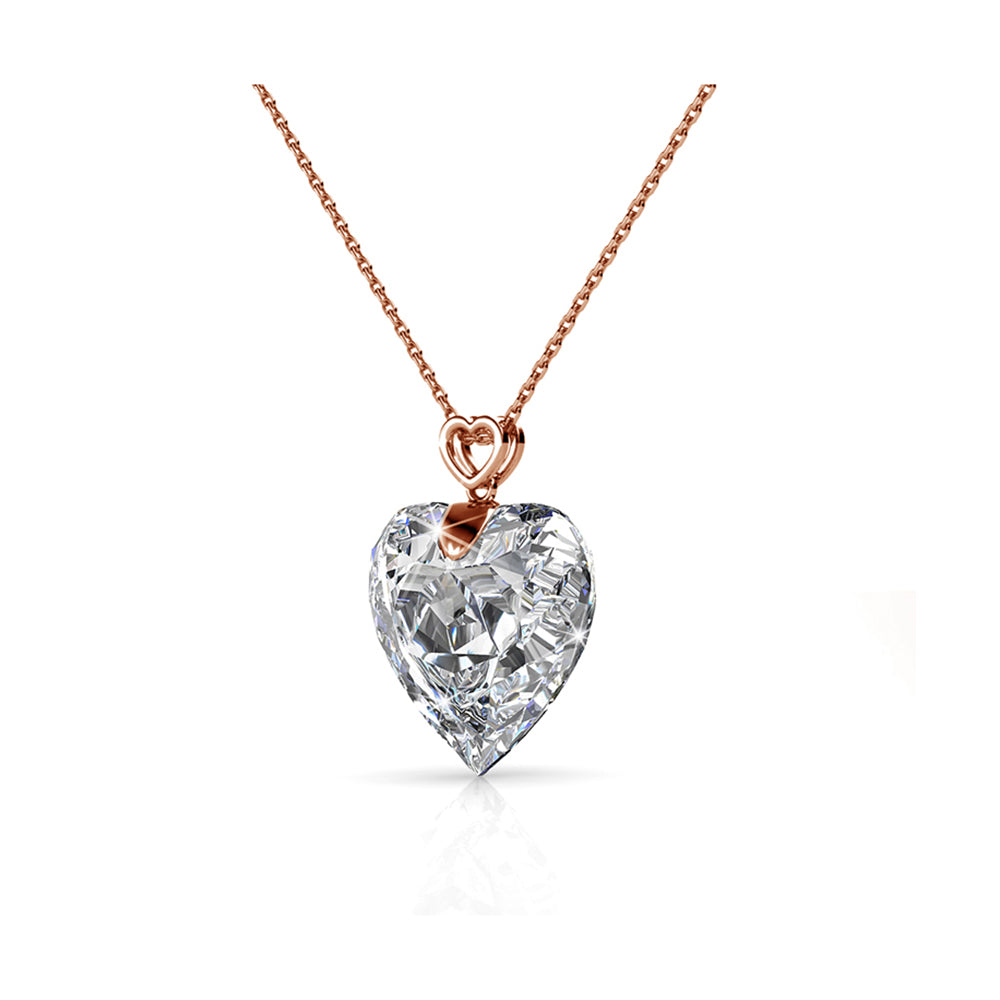 Levoire | et Pendentif Cheery heart Plaqué Or Rose orné de cristaux autrichien haute qualité - Livraison Offerte