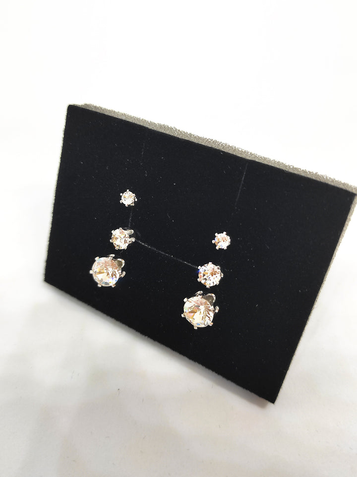 Levoire | Trinity de 3 paires de Boucles d'oreilles ornées de cristaux autrichien haute qualité - Livraison Offerte Plaqué Rhodium