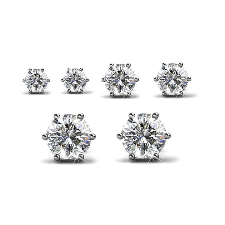 Levoire | Trinity de 3 paires de Boucles d'oreilles ornées de cristaux autrichien haute qualité - Livraison Offerte