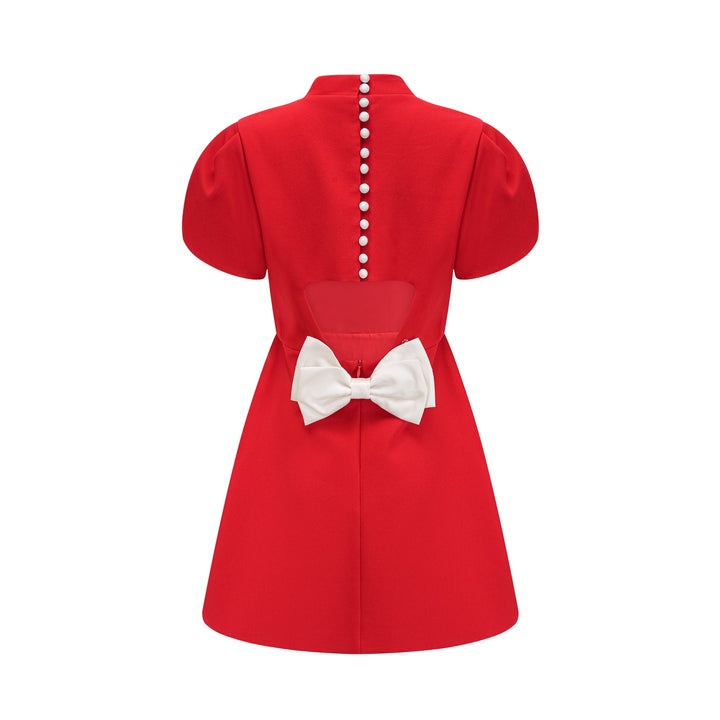 Levoire | Robe Mini À Découpe Baillement De Manche Pétale Rouge