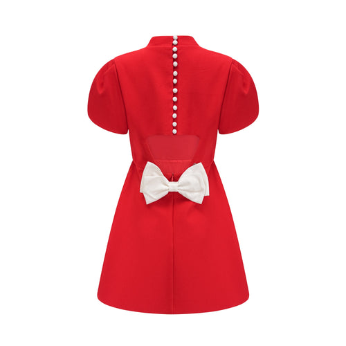 Levoire | Robe Mini À Découpe Baillement De Manche Pétale Rouge