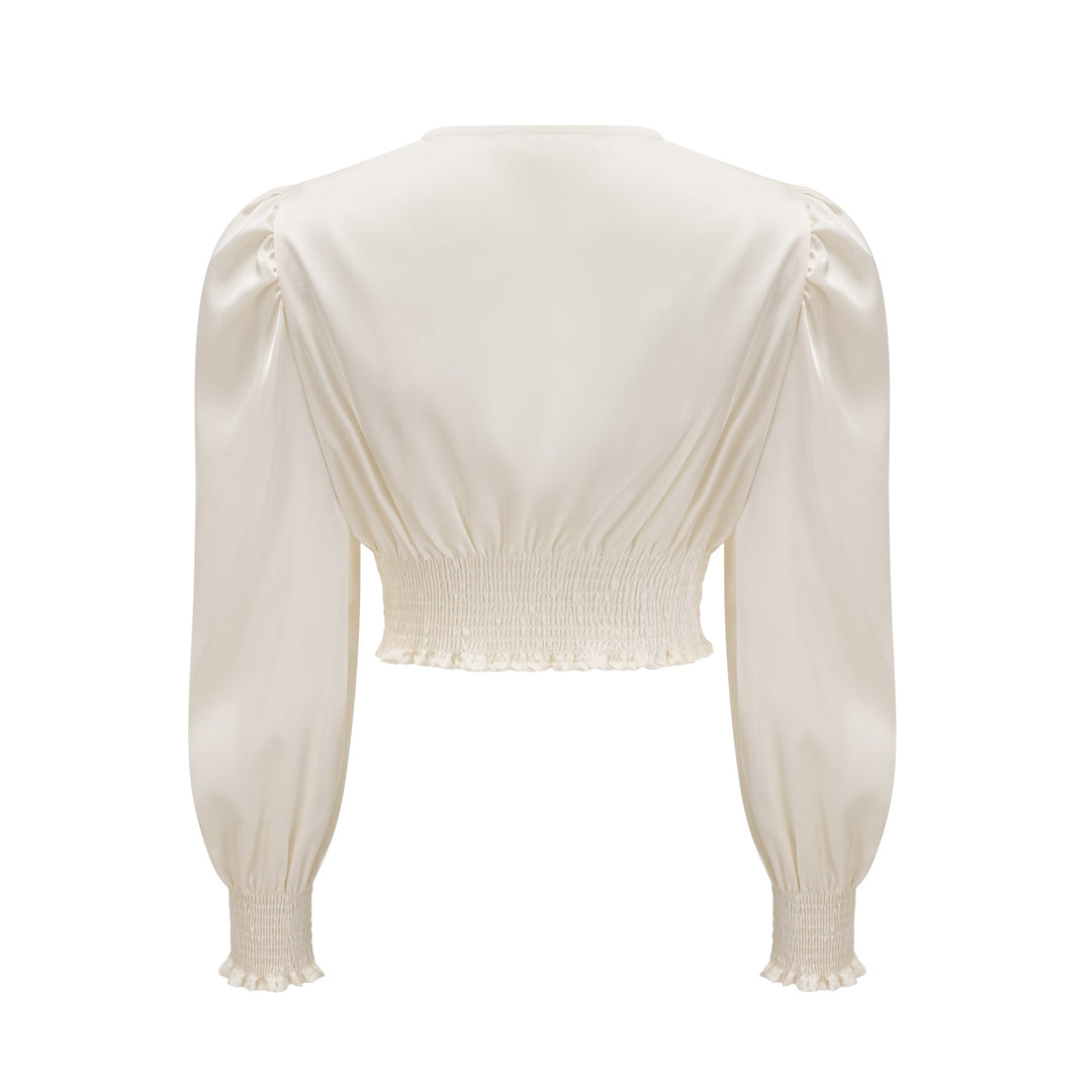 Levoire | Blanc Faux Fleurs Torsadé Crop Top