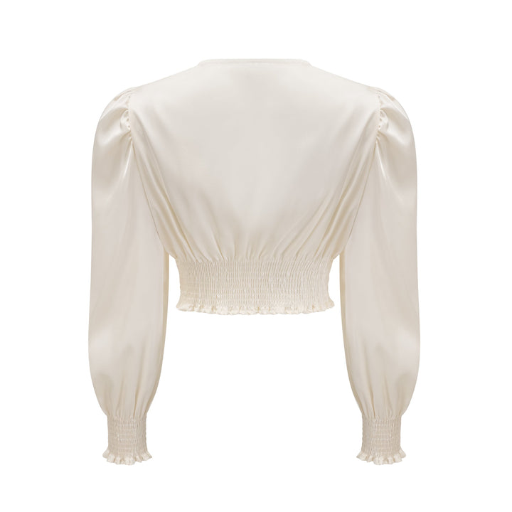 Levoire | Blanc Faux Fleurs Torsadé Crop Top