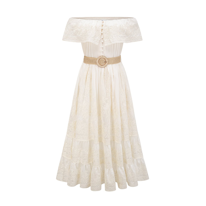 Levoire | Dentelle Tulle Midi Robe