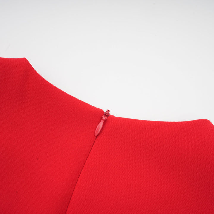 Levoire | Robe Rouge À Manches Longues Avec Décorations Florales