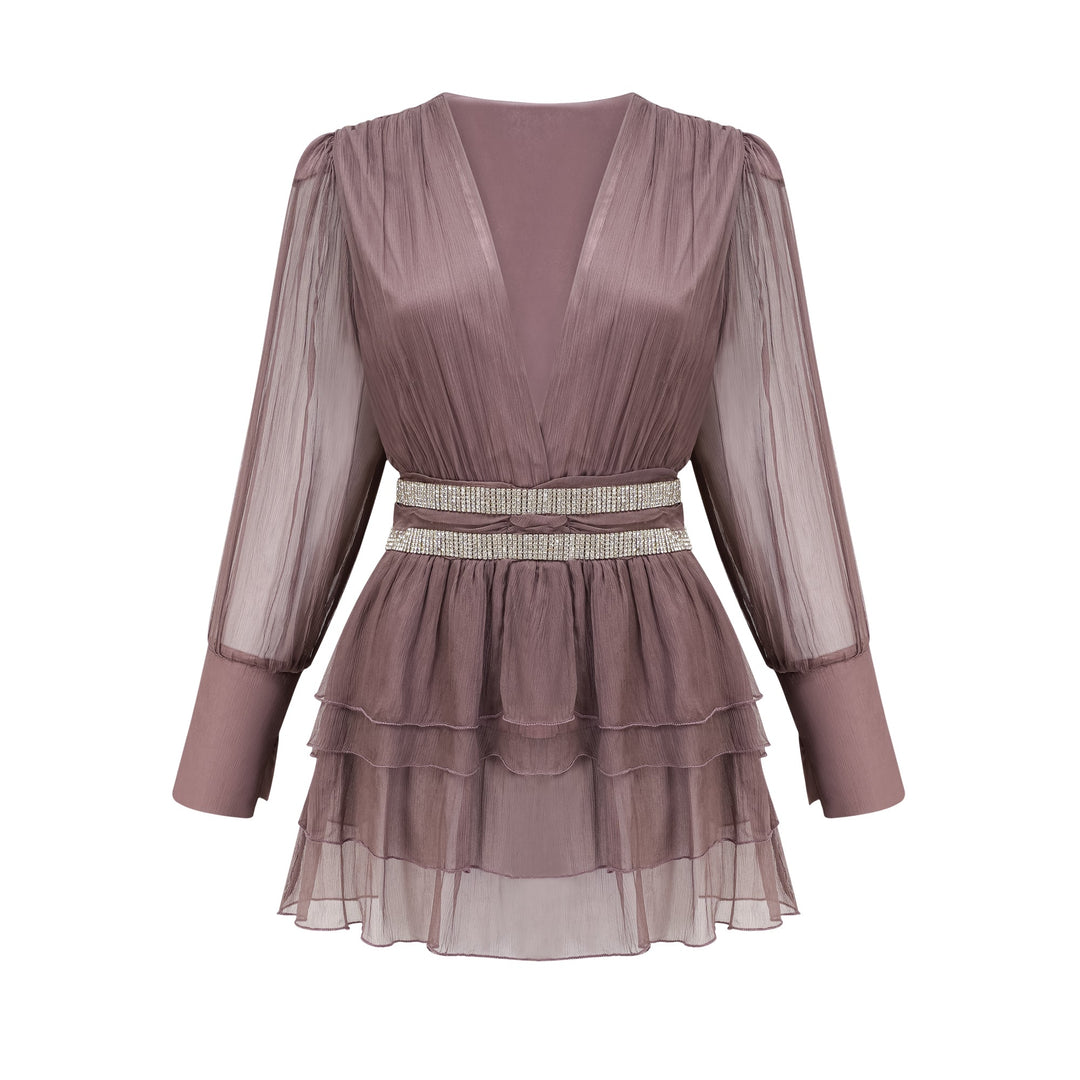 Levoire | Robe Mini En Soie Ornée De Cristaux Lilas