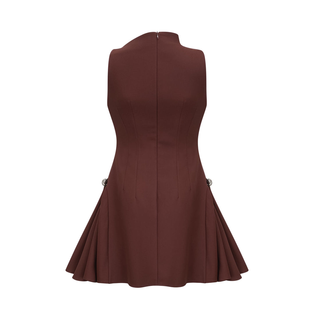Levoire | Robe Mini À Encolure Asymétrique Marron Puff