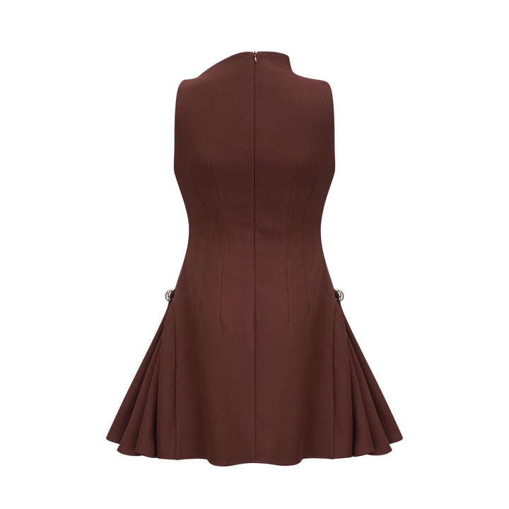Levoire | Robe Mini À Encolure Asymétrique Marron Puff