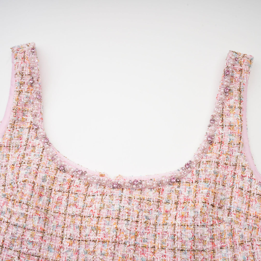 Levoire | Robe Mini En Tweed Rose Décorée