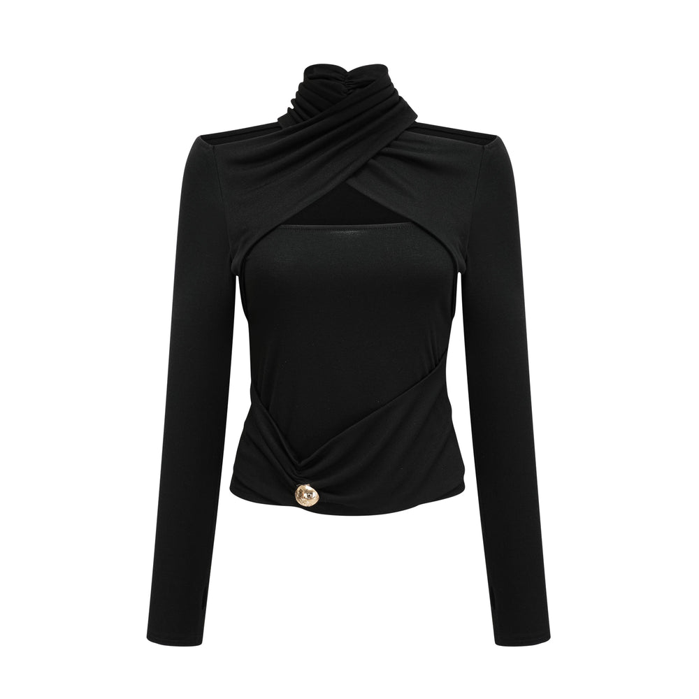 Levoire | Haut Extensible Noire En Jersey Avec Fronces
