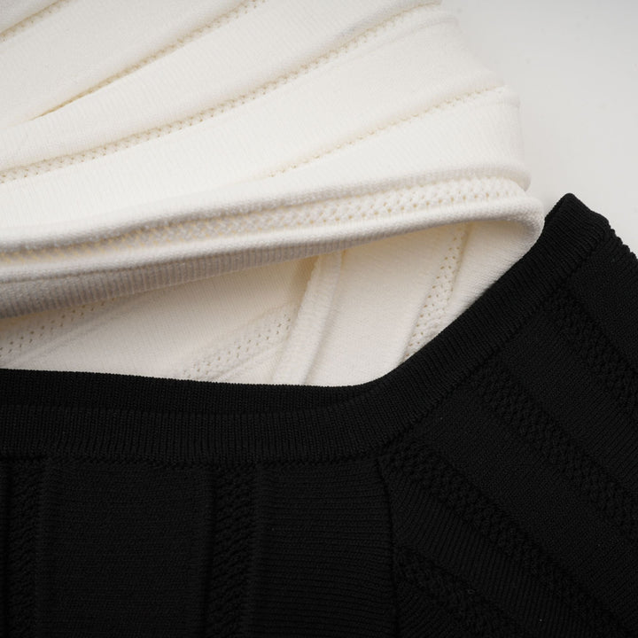 Levoire | Robe Mini En Tricot Noire À Épaules Dénudées Avec Nœud