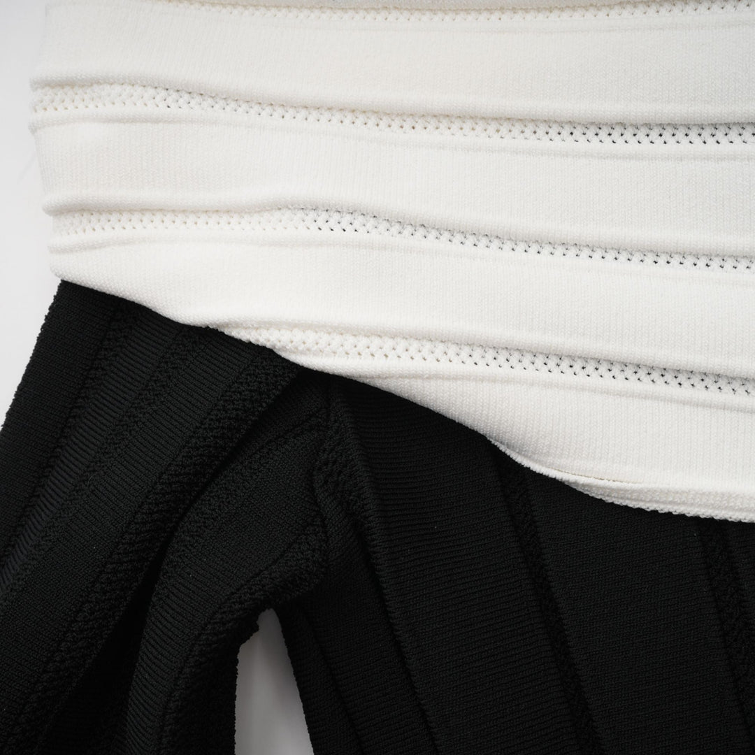Levoire | Robe Mini En Tricot Noire À Épaules Dénudées Avec Nœud