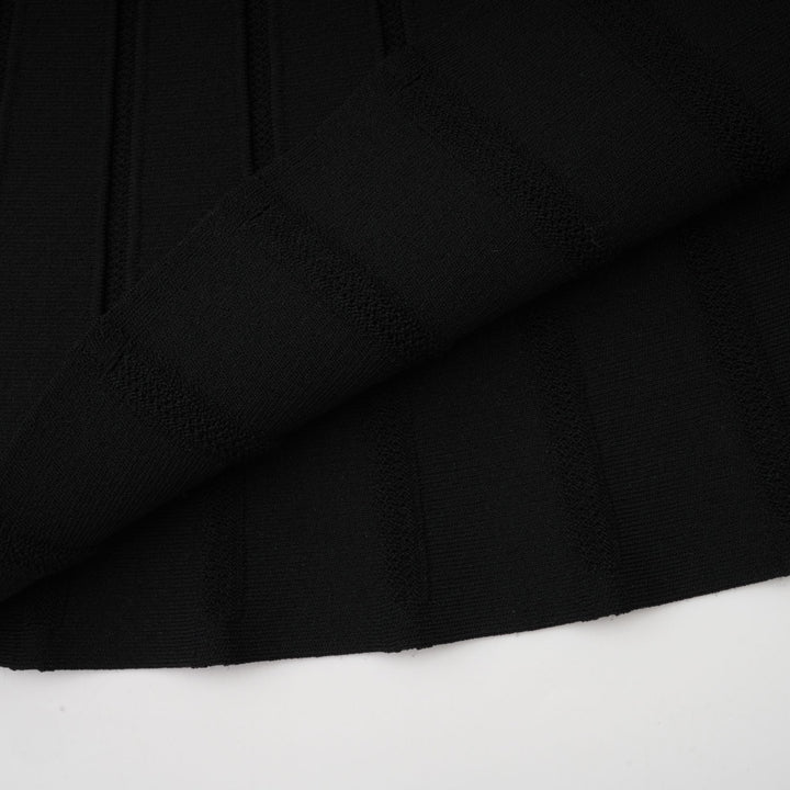 Levoire | Robe Mini En Tricot Noire À Épaules Dénudées Avec Nœud