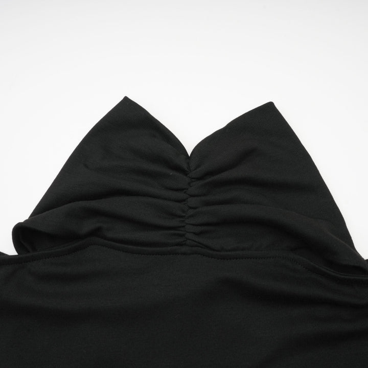 Levoire | Chemisier Noir À Volants En Jersey Extensible