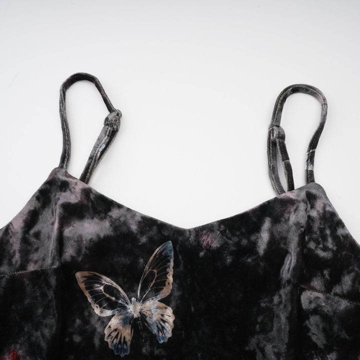 Levoire | Robe Midi En Velours Avec Imprimé Papillon Noir