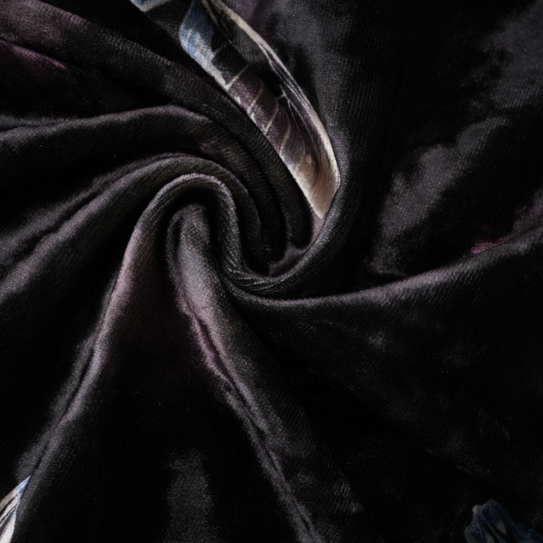 Levoire | Robe Midi En Velours Noir Avec Imprimé Papillon