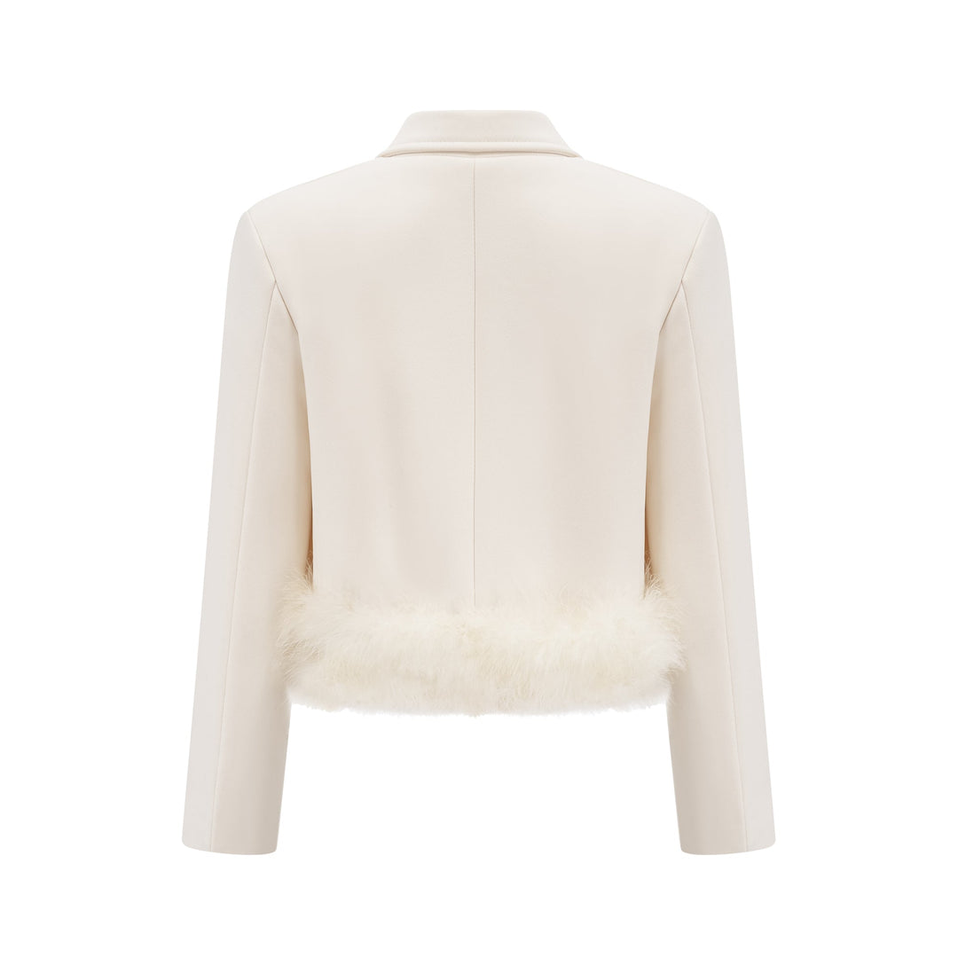 Levoire | Veste Bleue À Bordure En Dentelle & Jupe Ensemble Coordonné