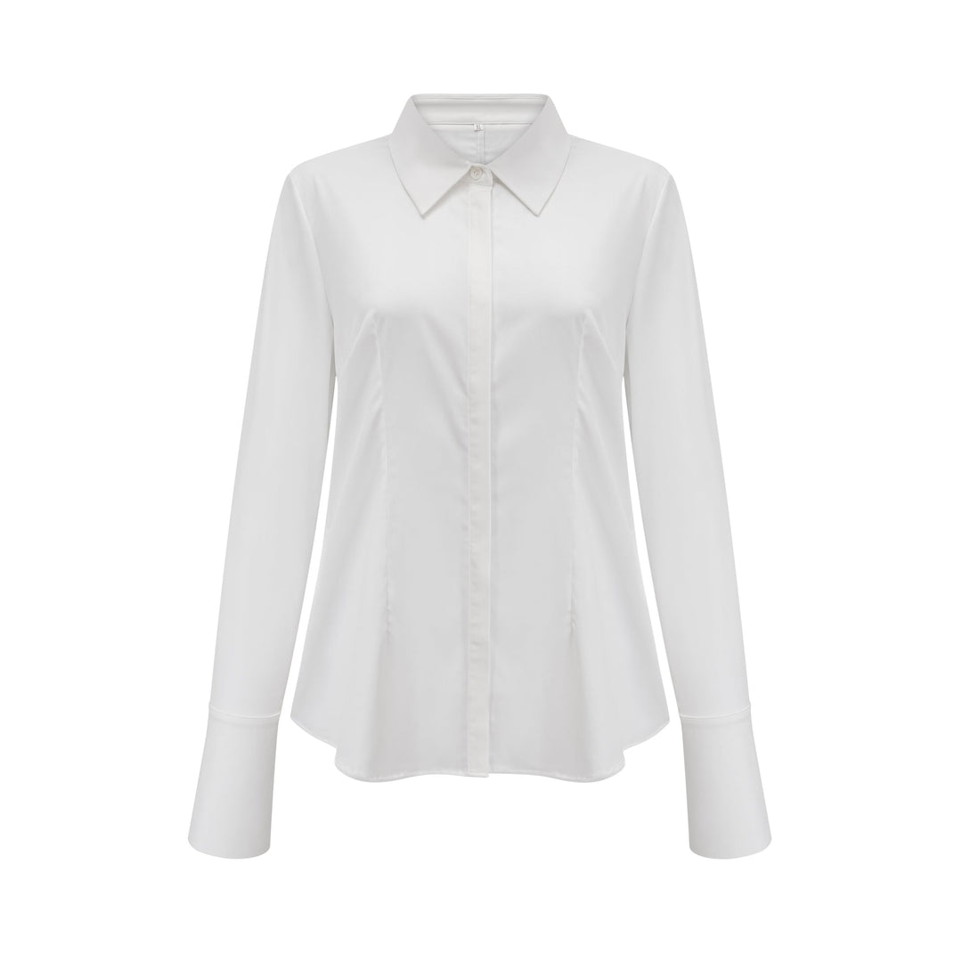 Levoire | Motif Floral Chemise & Jupe Ensemble Assorti Blanc Chemise