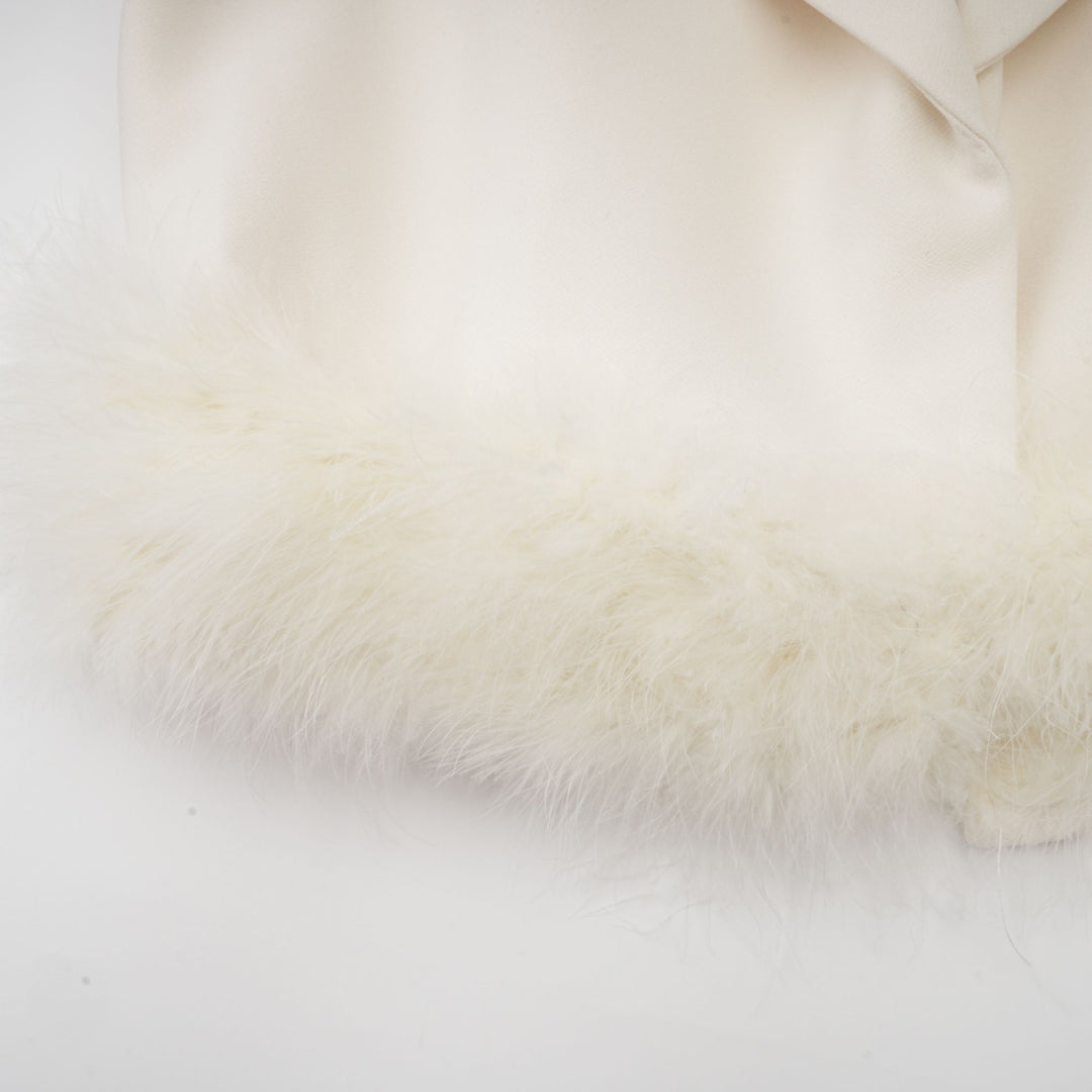 Levoire | Veste Bleue À Bordure En Dentelle & Jupe Ensemble Coordonné