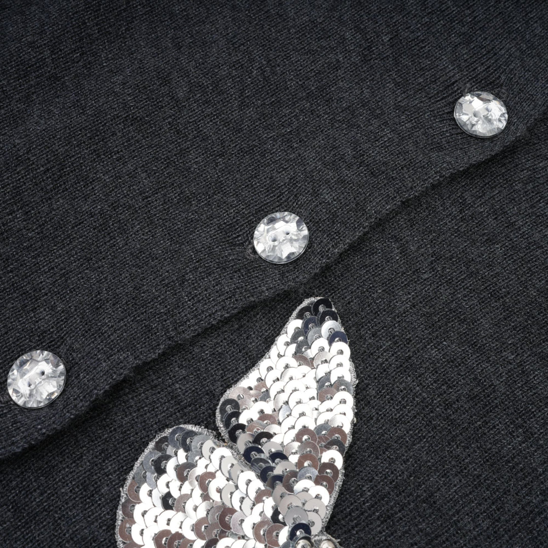 Levoire | Pull En Tricot Avec Motif Papillon En Paillettes Grises