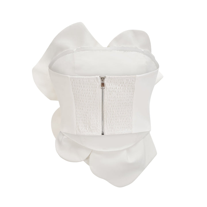 Levoire | Blanc Fleurs Top Épaules Dégagées