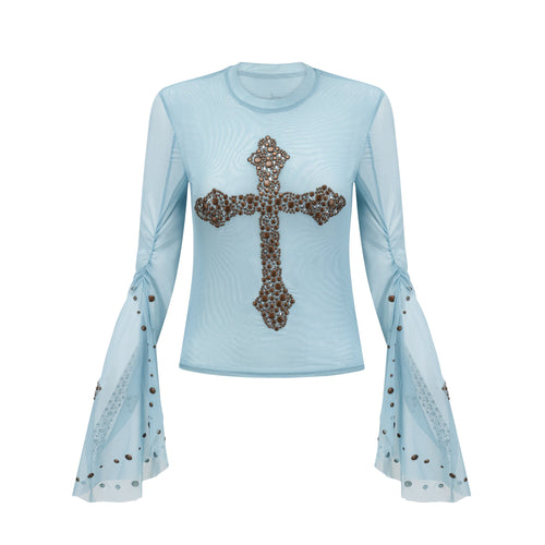 Levoire | Haut Semi Transparente Enrichie De Studs