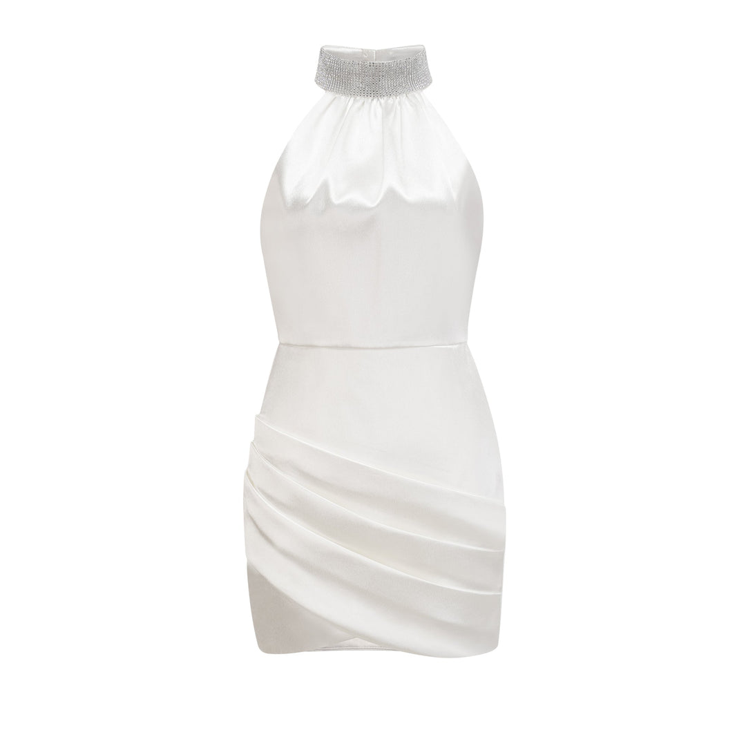 Levoire | Robe Mini Asymétrique Ornée Blanc