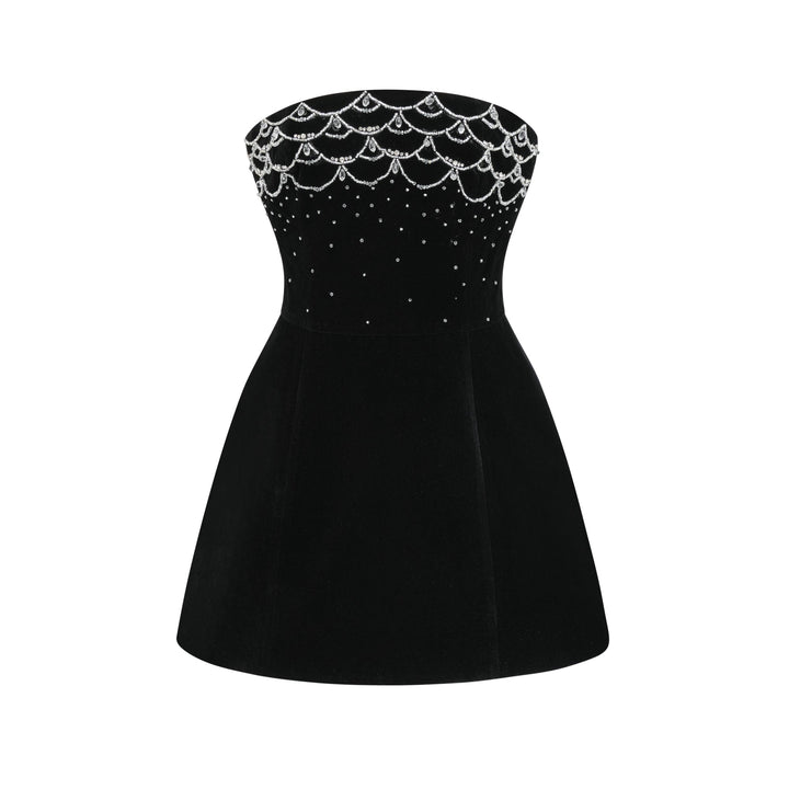 Levoire | Robe Mini En Velours Ornée De Cristaux