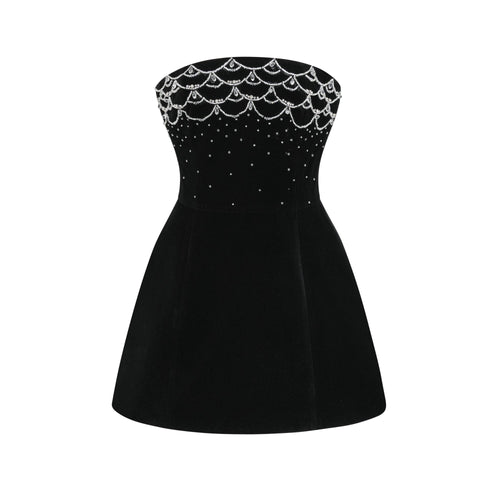Levoire | Robe Mini En Velours Ornée De Cristaux