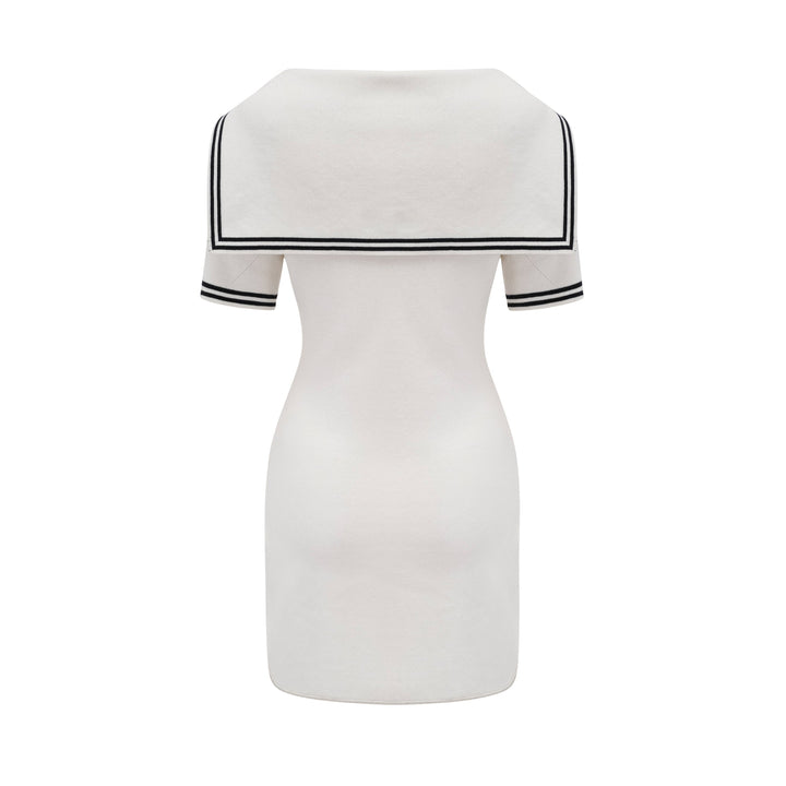 Levoire | Col Bateau Coton Manches Courtes Robe Mini